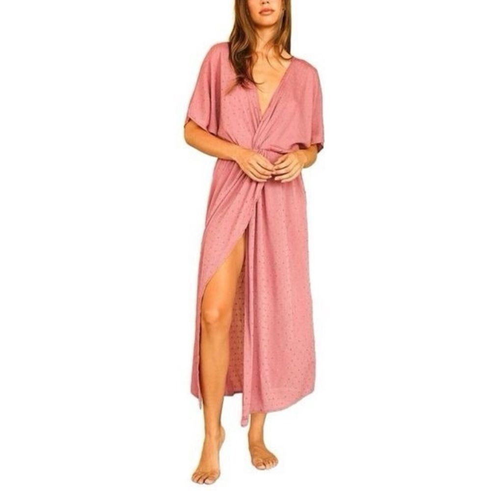 NWT Dippin Daisys Mauve Alexandria Low V-Cut Dress Swiss Dot‎ 100% Rayon Size xs